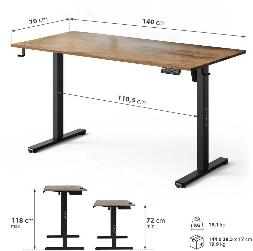 SENSE7 NOJO LIGHT stalas su matmenų schema