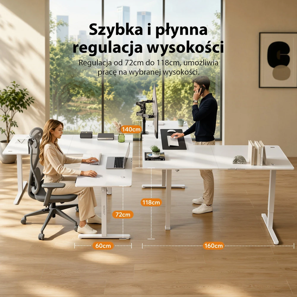 Biurko SENSE7 Nojo Light Corner Balta 160 cm x 140 cm Baltas