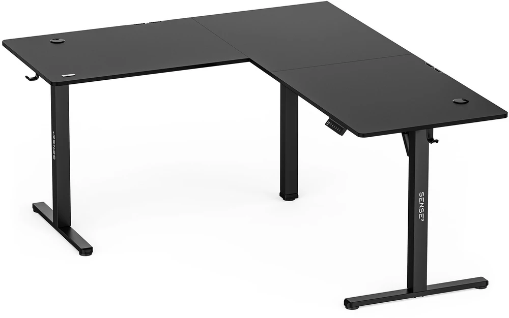 Biurko SENSE7 Nojo Light Corner Juoda 160 cm x 140 cm Juodas