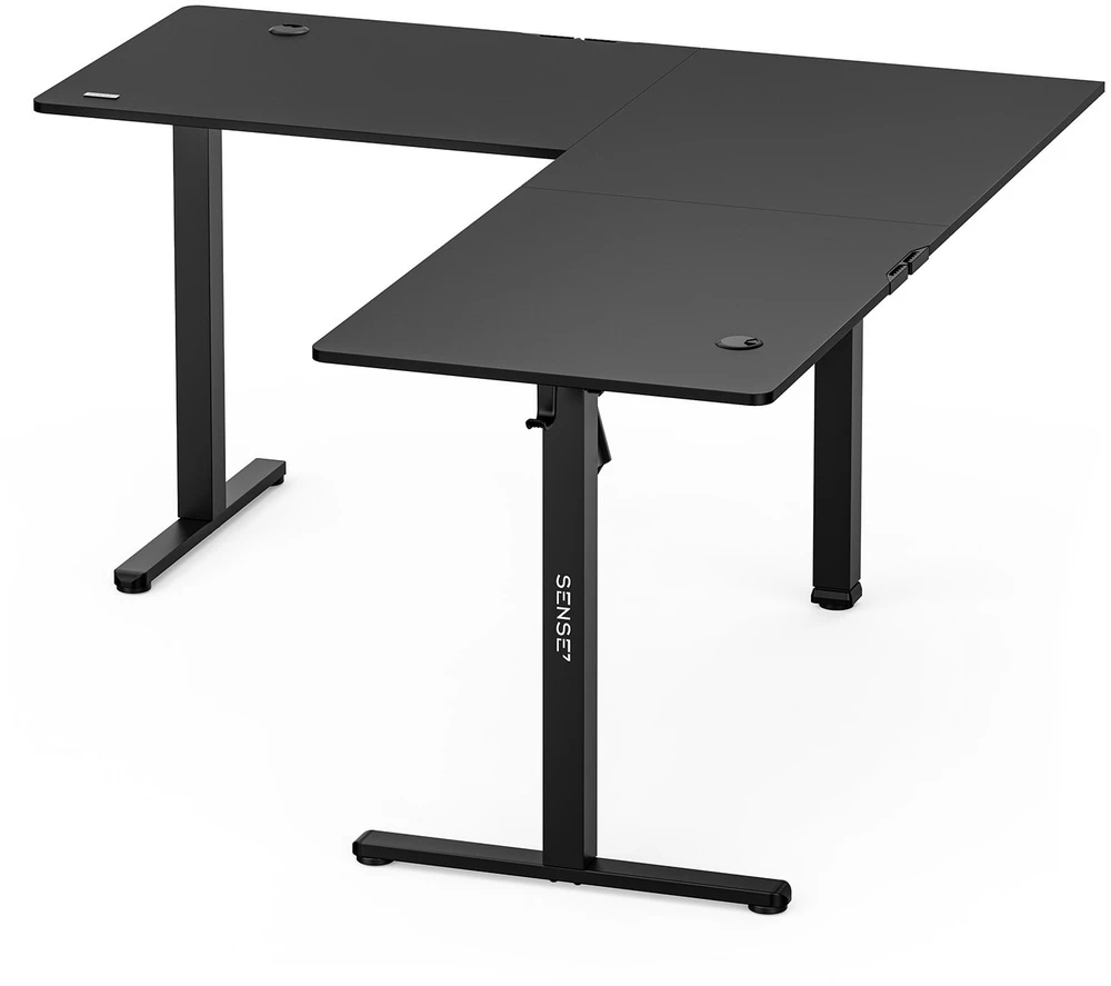 Biurko SENSE7 Nojo Light Corner Juoda 160 cm x 140 cm Juodas
