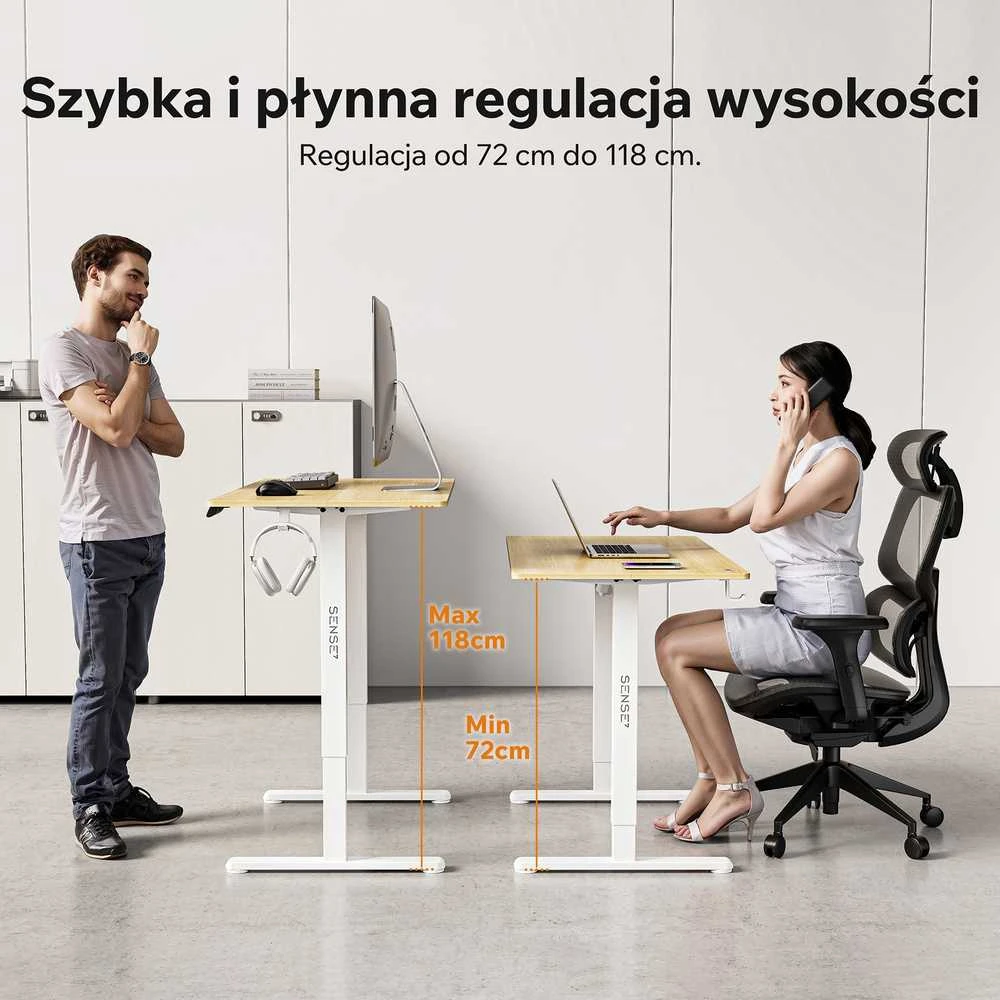 Rašomasis stalas SENSE7 NOJO LIGHT, šviesiai rudas-baltas, 120 × 60 cm