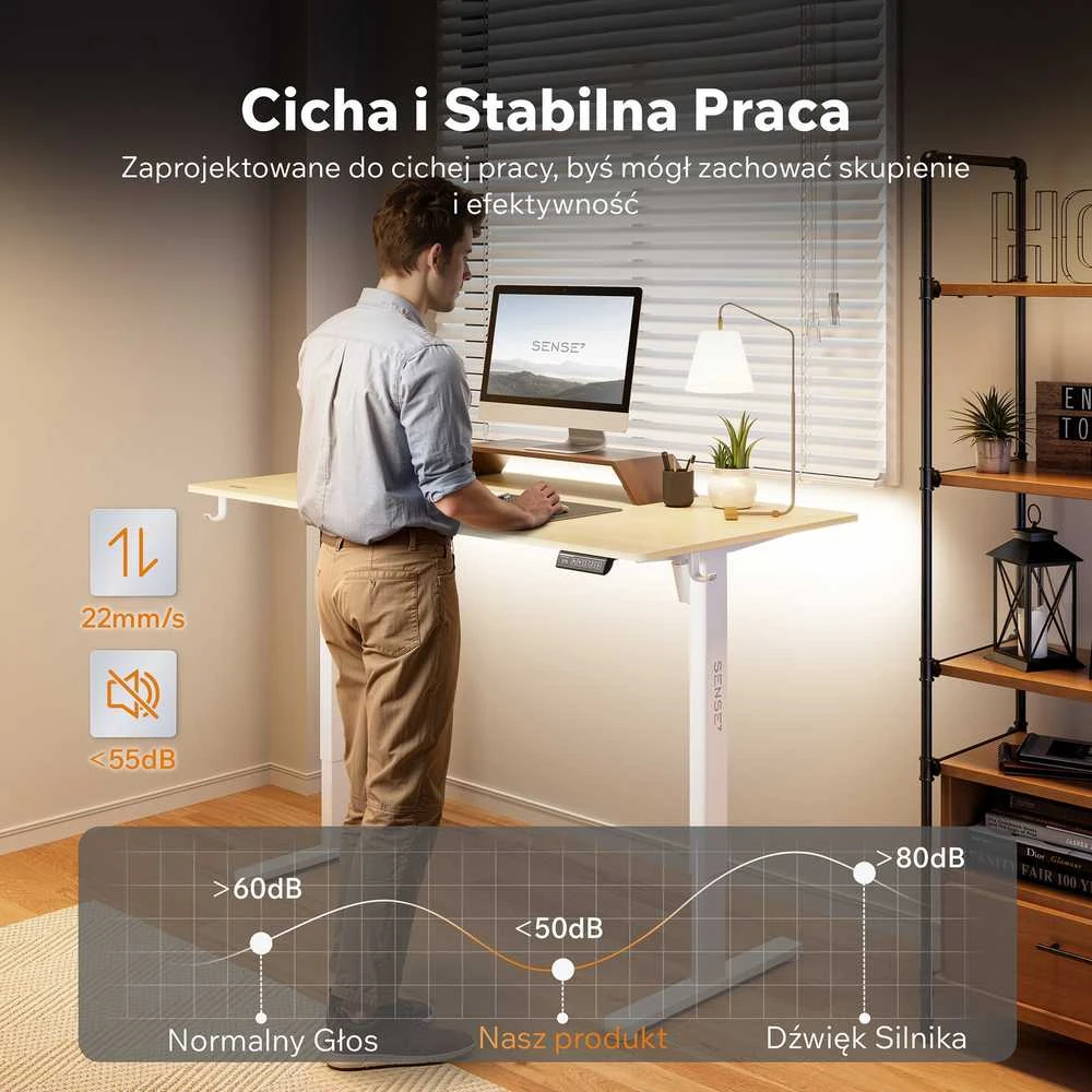Rašomasis stalas SENSE7 NOJO LIGHT, šviesiai rudos ir baltos spalvos, 140×70 cm