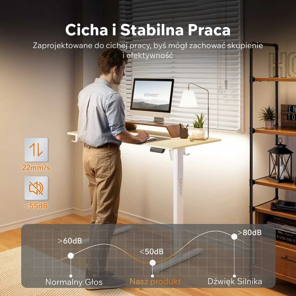 Rašomasis stalas SENSE7 NOJO LIGHT, šviesiai rudas-baltas, 120 × 60 cm