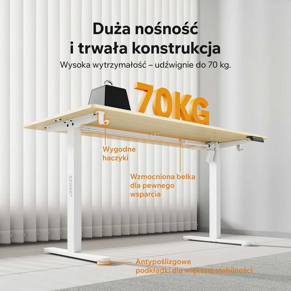 Rašomasis stalas SENSE7 NOJO LIGHT, šviesiai rudos ir baltos spalvos, 140×70 cm
