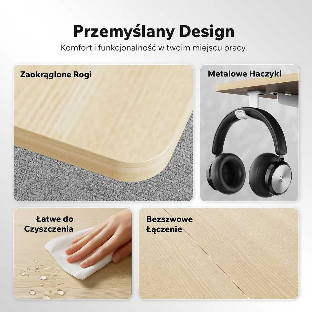 Rašomasis stalas SENSE7 NOJO LIGHT, šviesiai rudos ir baltos spalvos, 140×70 cm
