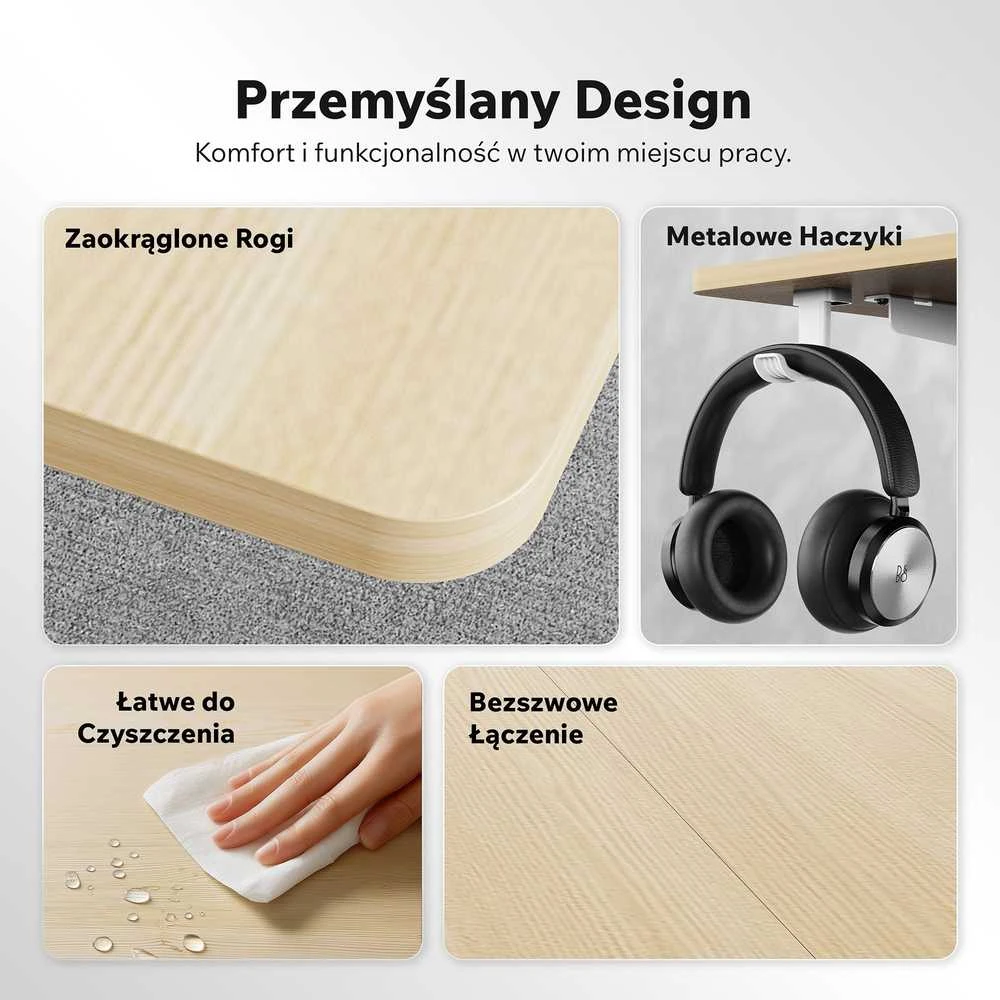 Rašomasis stalas SENSE7 NOJO LIGHT, šviesiai rudas-baltas, 120 × 60 cm