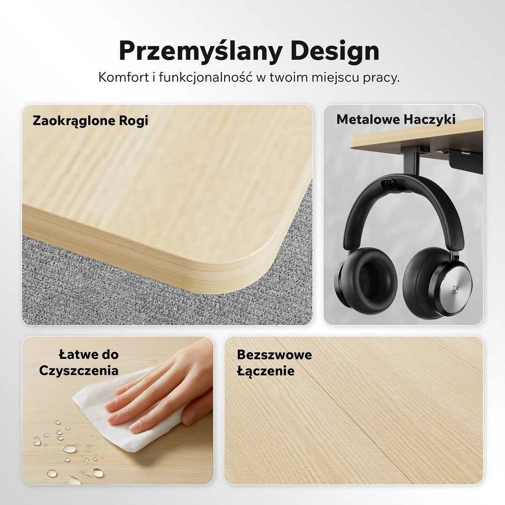 Rašomasis stalas SENSE7 NOJO LIGHT, šviesiai rudos ir juodos spalvos, 140×70 cm