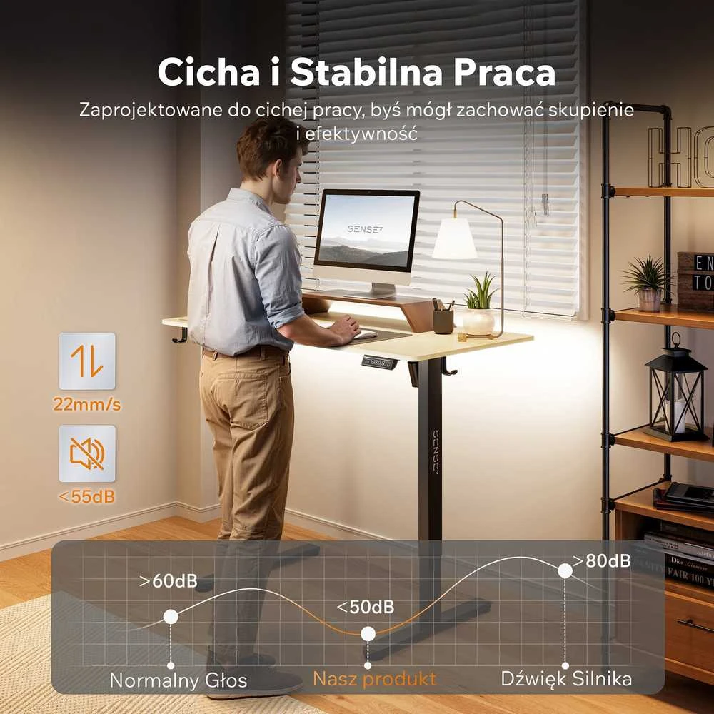 Rašomasis stalas SENSE7 NOJO LIGHT, šviesiai rudas-juodas, 120 × 60 cm