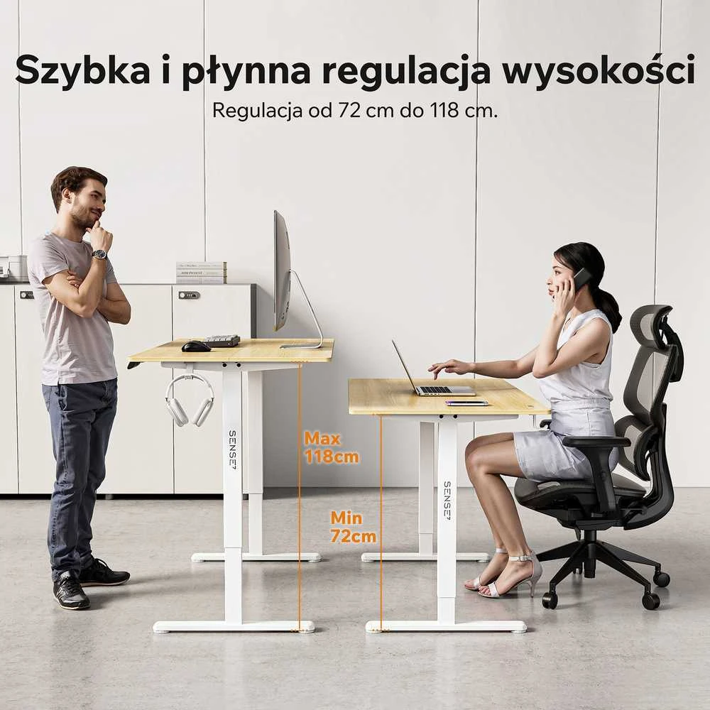 Rašomasis stalas SENSE7 NOJO LIGHT, šviesiai rudos ir juodos spalvos, 140×70 cm