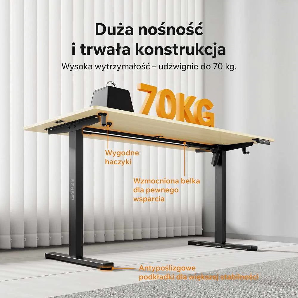 Rašomasis stalas SENSE7 NOJO LIGHT, šviesiai rudos ir juodos spalvos, 140×70 cm