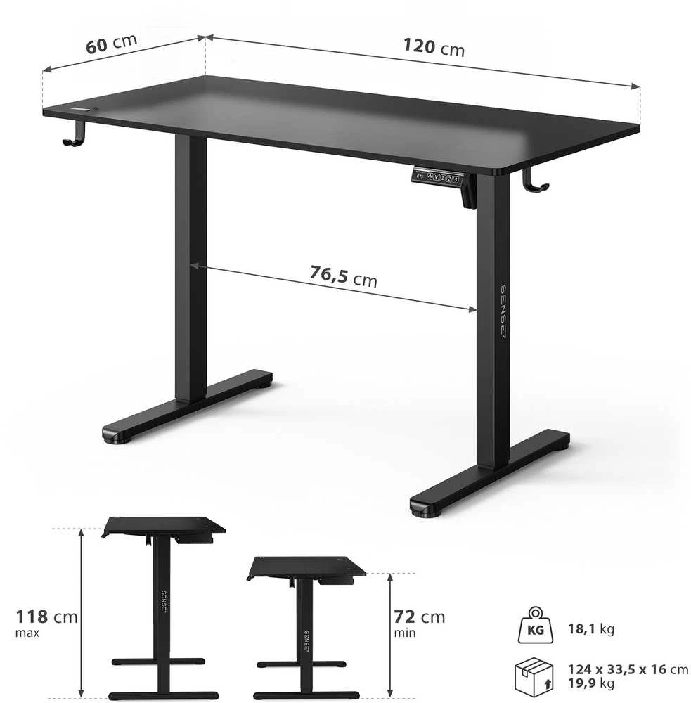SENSE7 NOJO LIGHT stalas su matmenų schema
