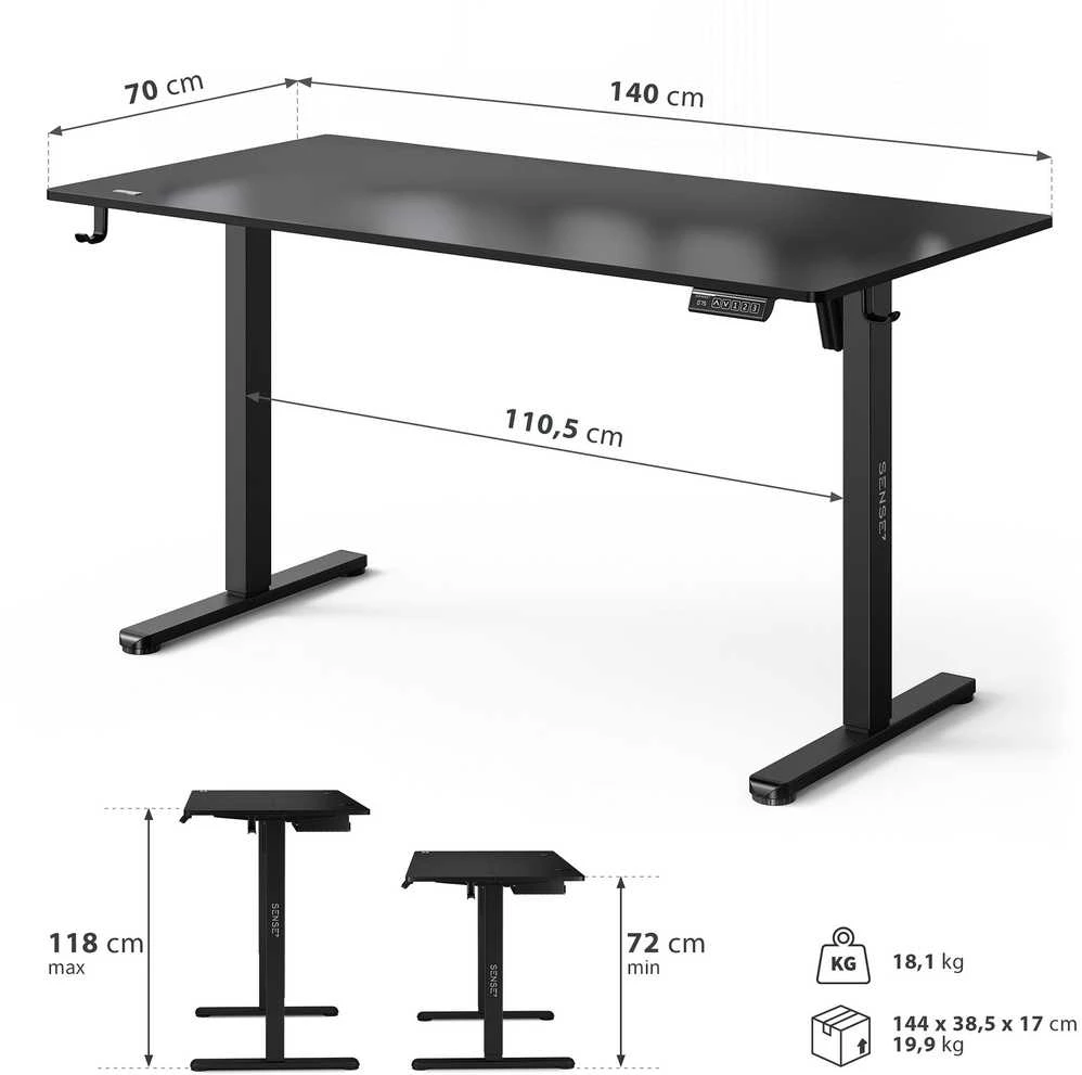 SENSE7 NOJO LIGHT stalas su matmenimis
