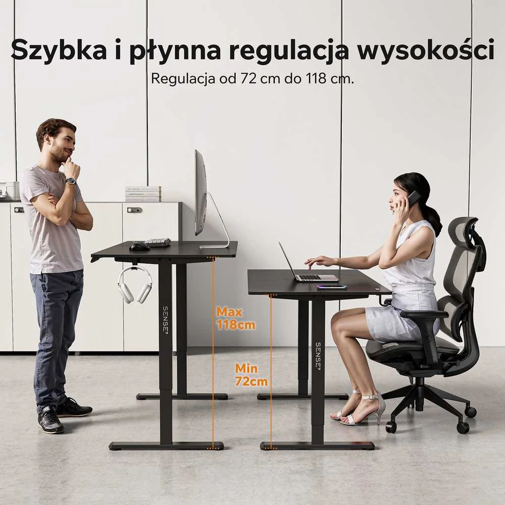 Rašomasis stalas SENSE7 NOJO LIGHT, juodos spalvos, 140×70 cm
