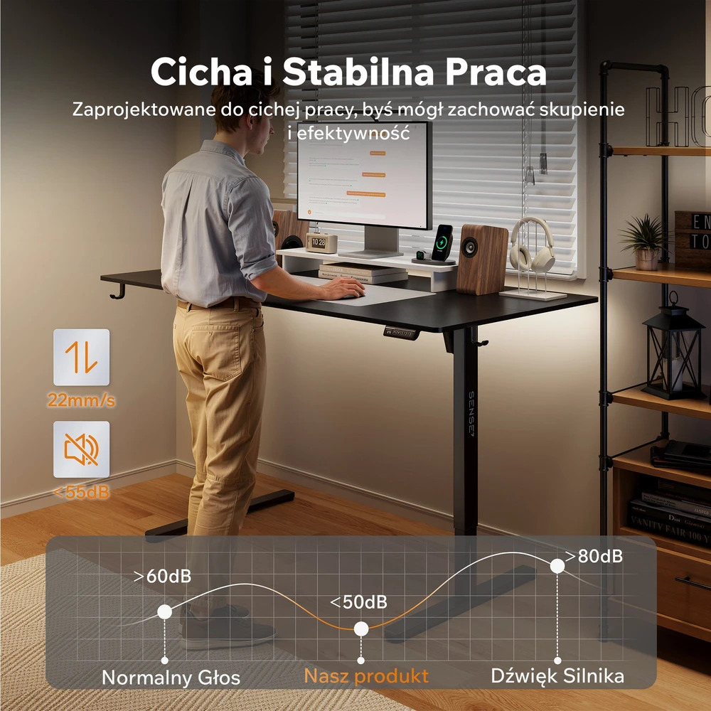 Stalas SENSE7 NOJO LIGHT Juodas 160 cm x 80 cm