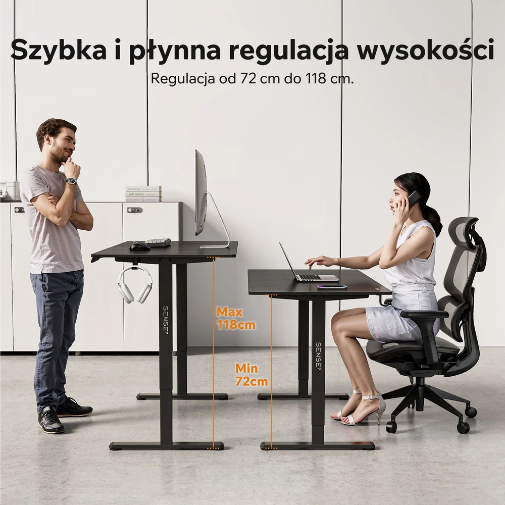 Stalas SENSE7 NOJO LIGHT Juodas 160 cm x 80 cm