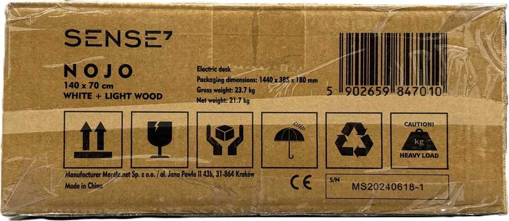 Reguliuojamo aukščio stalas SENSE7 Nojo 140 cmx70 cm, balta/pušies
