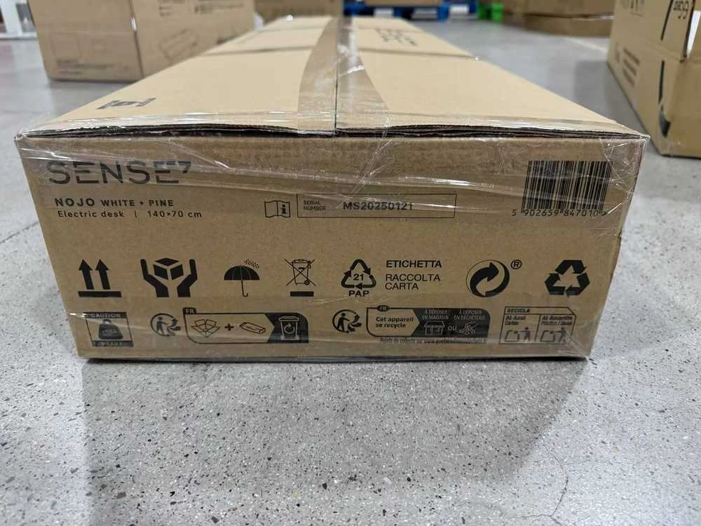 Reguliuojamo aukščio stalas SENSE7 Nojo 140 cmx70 cm, balta/pušies
