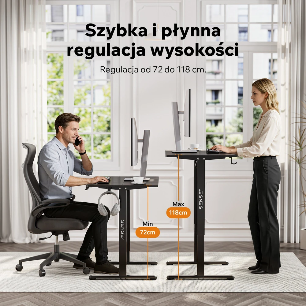 Biurko SENSE7 Elektrinio stalo rėmas Nojo Light Juoda