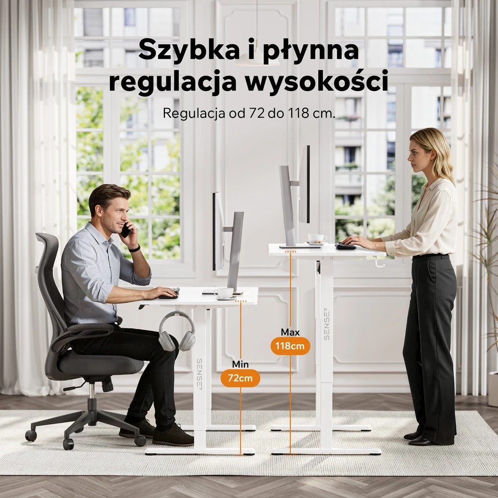 Biurko SENSE7 elektrinio stalo rėmas Nojo Light Baltas