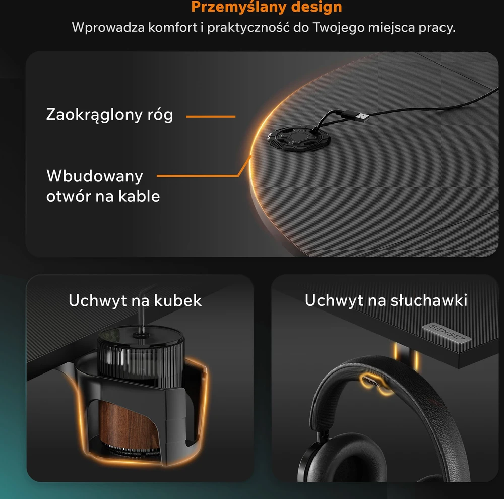 Biurko SENSE7 Rong narożne juoda