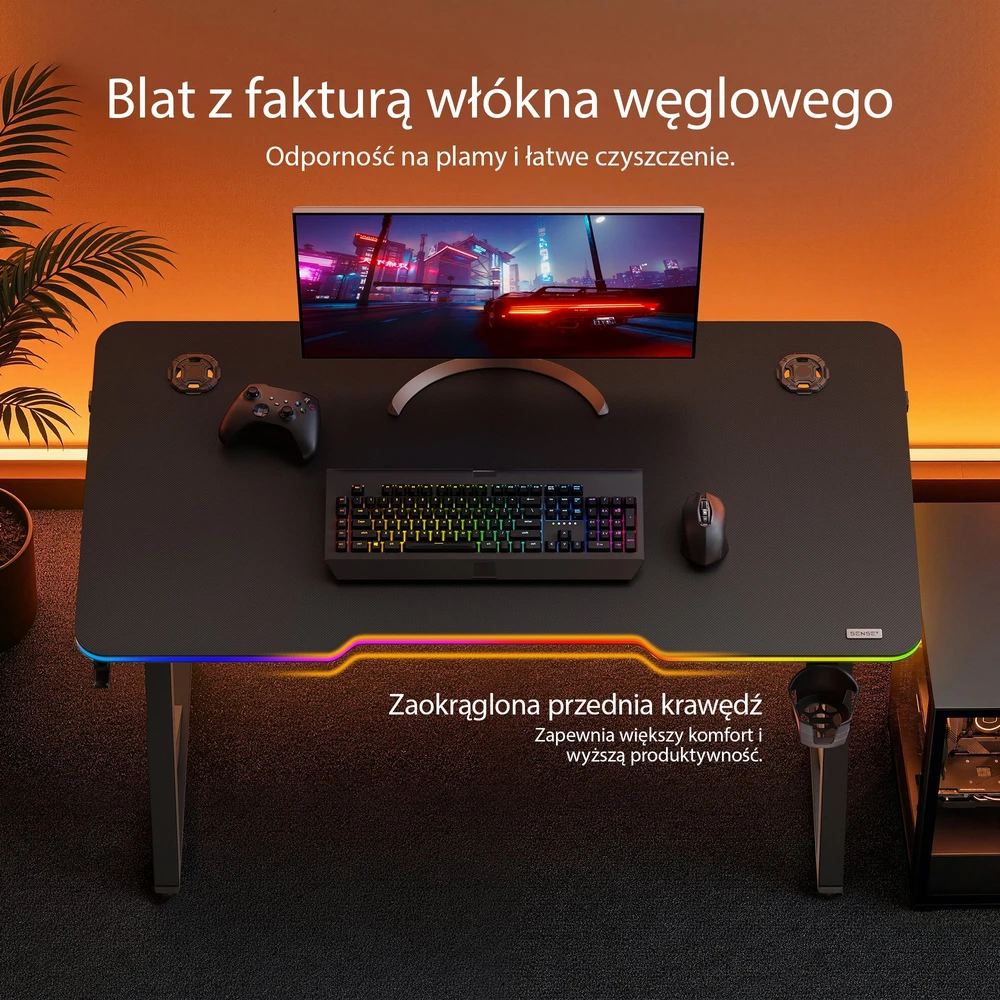 Biurko SENSE7 VOLT RGB juoda 120x60