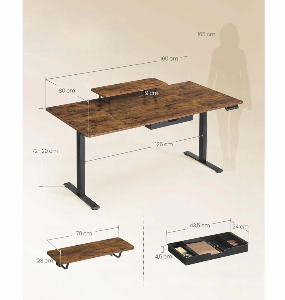 Songmics Reguliuojamo aukščio stalas 160x80