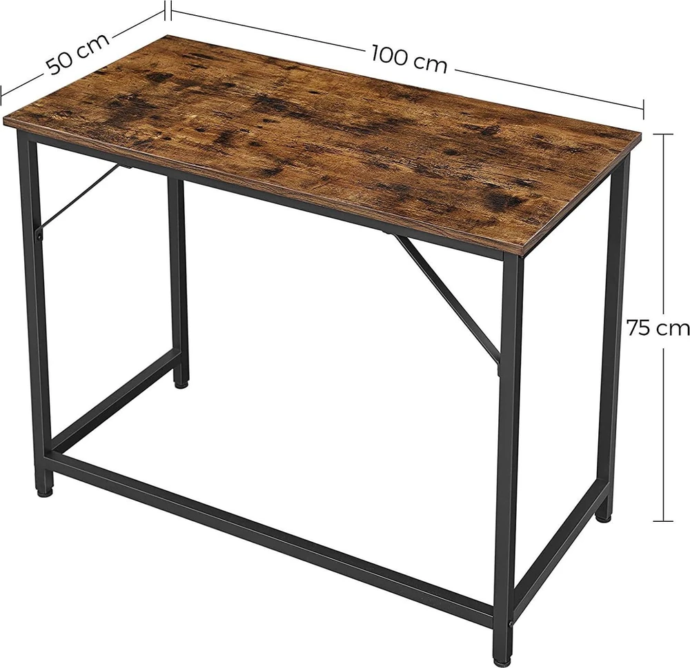 VASAGLE rašomasis stalas, industrinio stiliaus, 100x50x76 cm, metalinė rėmo konstrukcija, LWD41X