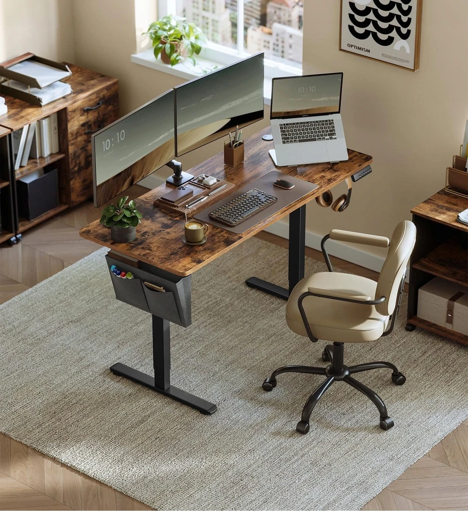 Songmics Reguliuojamo aukščio elektrinis stalas 60 x 140 x (72-120) cm