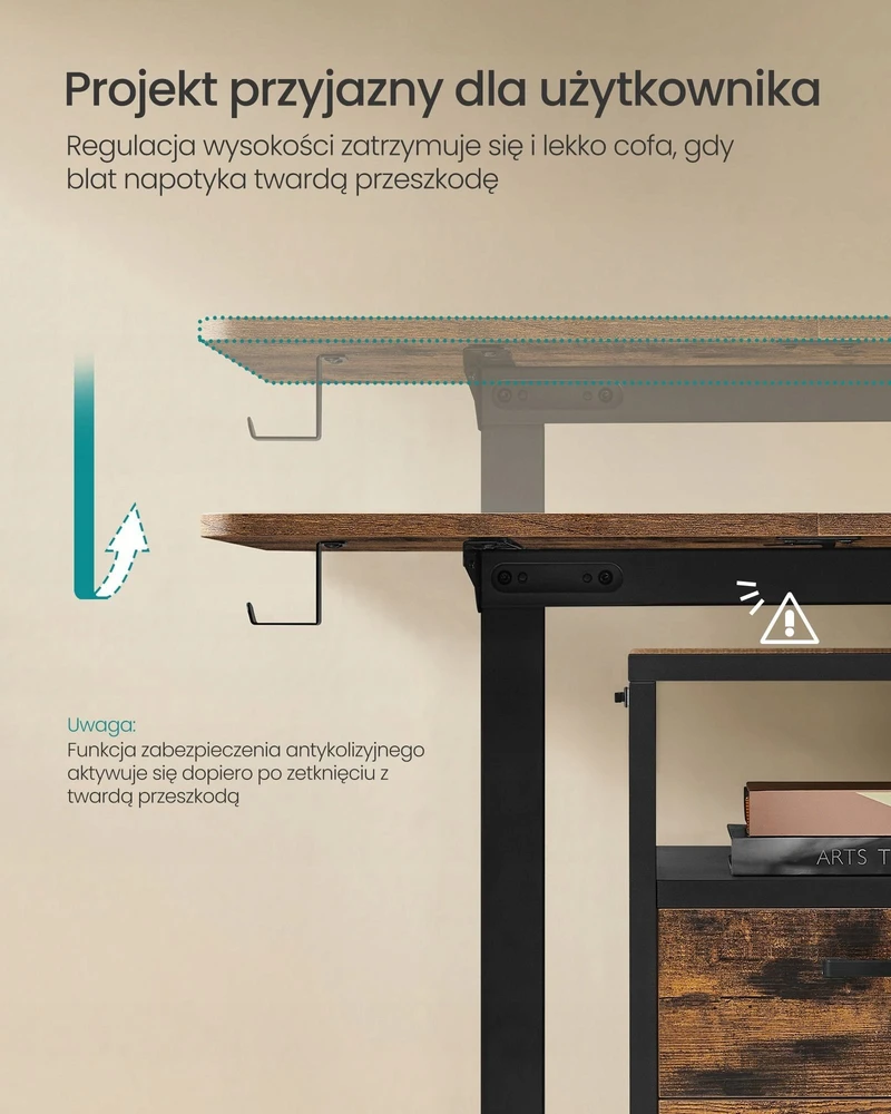 Songmics Reguliuojamo aukščio elektrinis stalas 60 x 140 x (72-120) cm