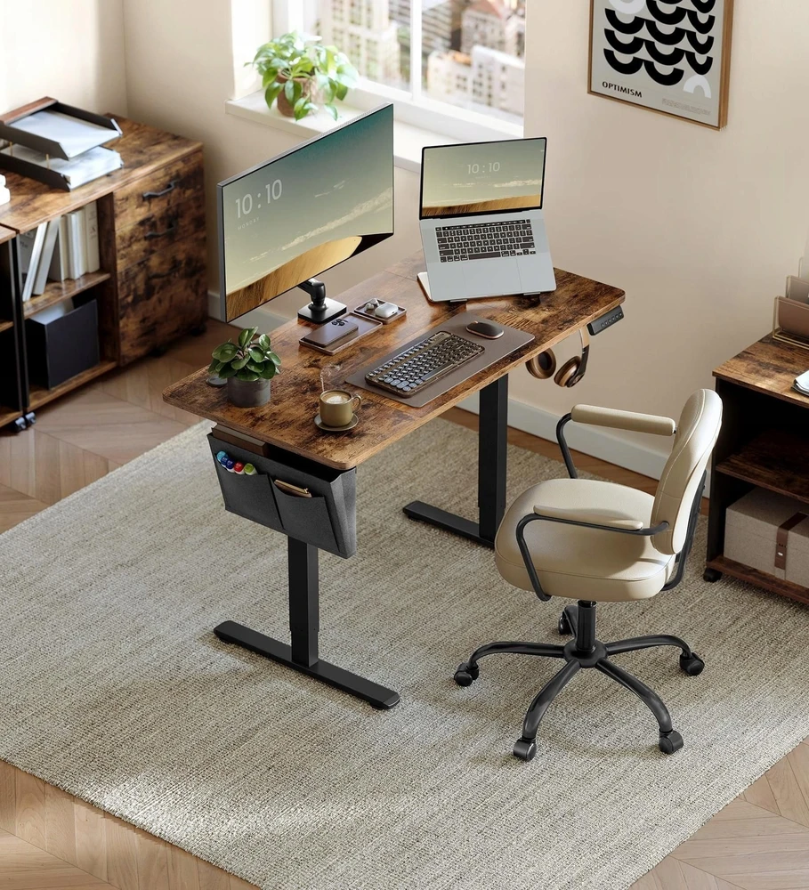 Songmics Reguliuojamo aukščio elektrinis stalas 60 x 120 x (72-120) cm