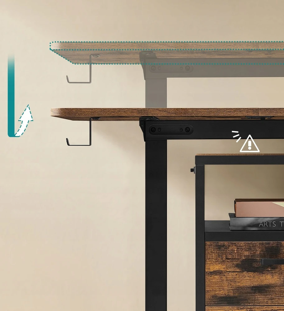 Songmics Reguliuojamo aukščio elektrinis stalas 60 x 120 x (72-120) cm