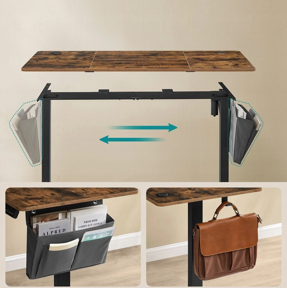 Songmics Reguliuojamo aukščio elektrinis stalas 60 x 120 x (72-120) cm