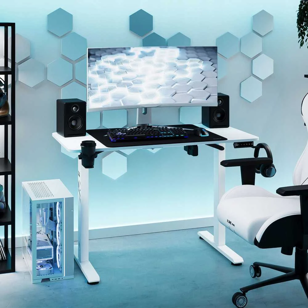 Diablo Chairs Diablo X-Tension 1100 Baltas elektra reguliuojamas Žaidimų Stalas | 1100 x 600 x 1170 mm