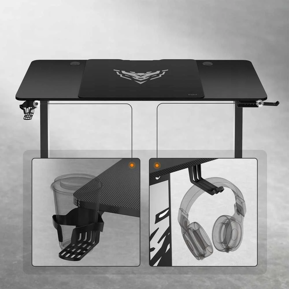 Diablo Chairs Diablo X-Tension 1400 Juodas elektra reguliuojamas Žaidimų Stalas | 1400 x 600 x 1170 mm