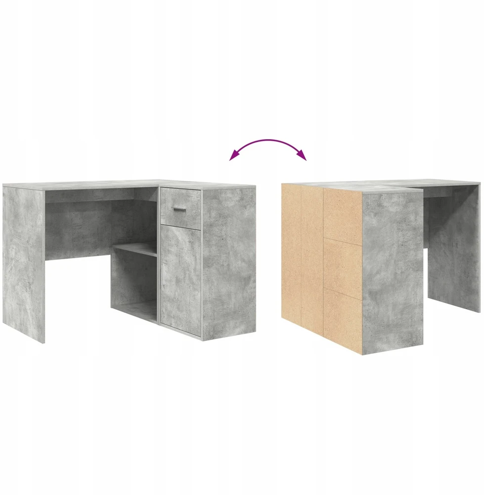 Kampinis rašomasis stalas Betono pilka 102 x 88 x 75 cm