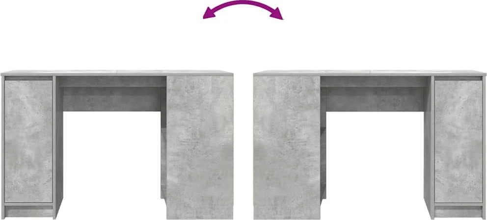 Rašomasis stalas, betono pilkas, 120x42x76 cm, apdirbta mediena