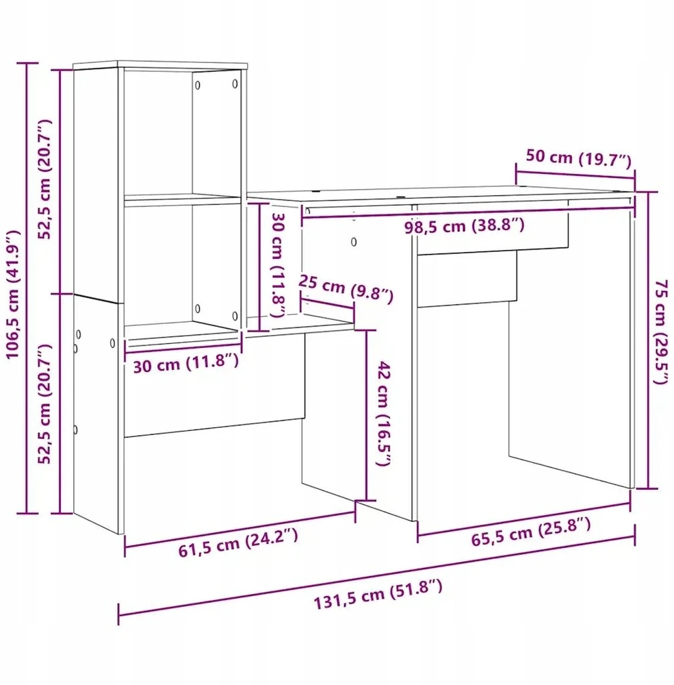 Stalas Betono pilka Apdirbta mediena 131,5 x 50 x 106,5 cm