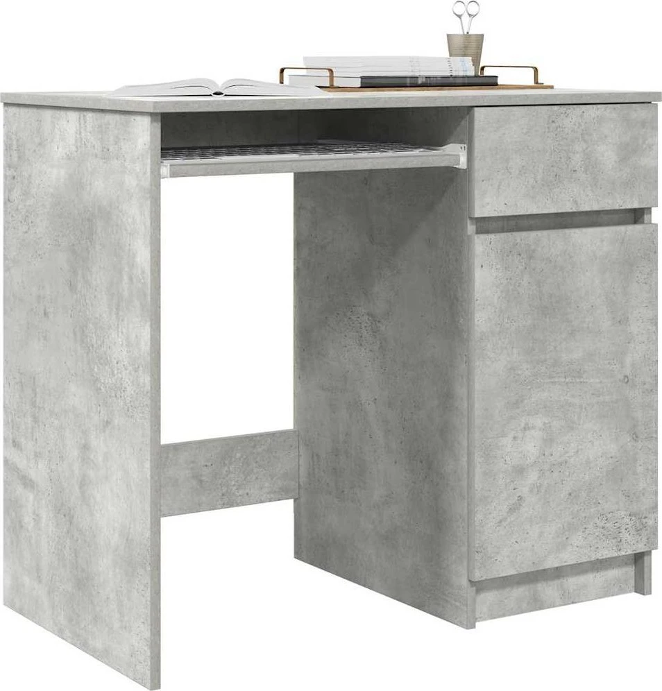 Rašomasis stalas, betono pilkos, 86x49x76 cm, apdirbta mediena