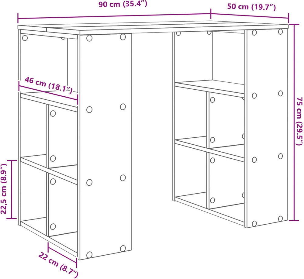 Stalas Betono pilka Apdirbta mediena 90 x 50 x 75 cm