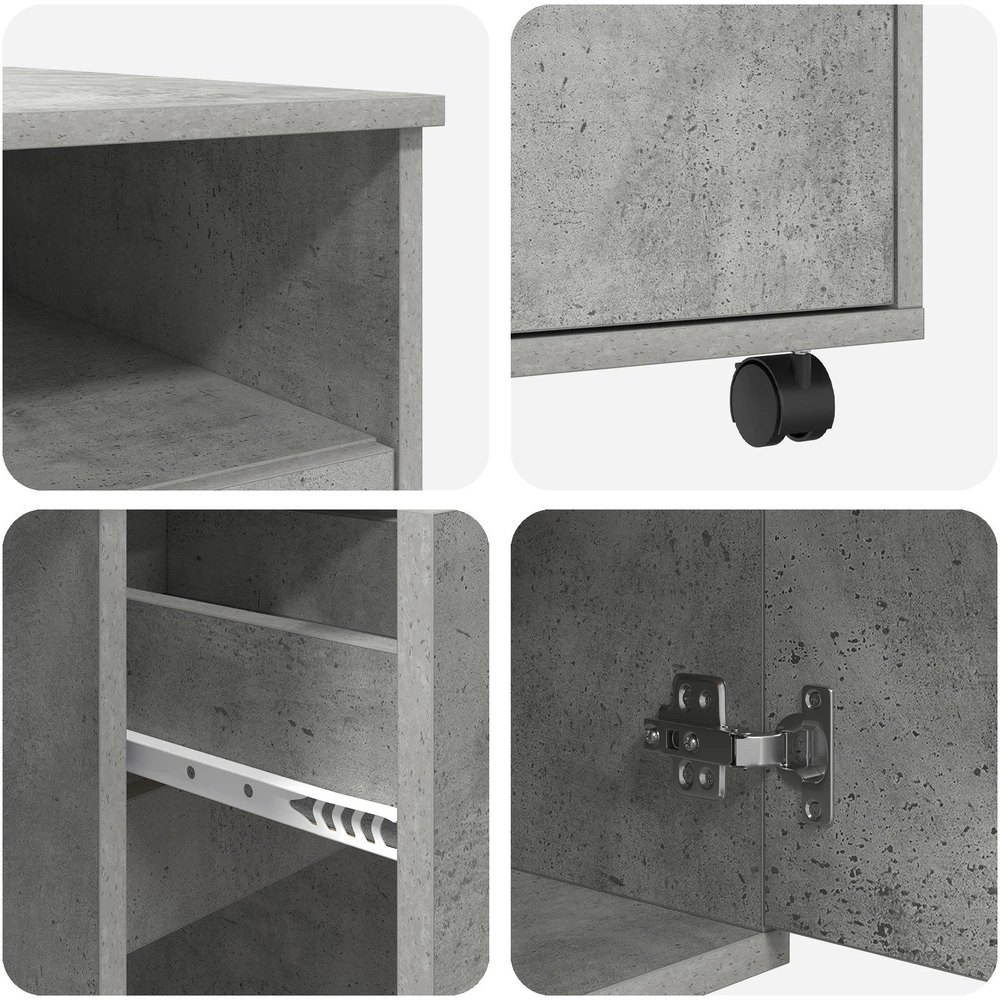 Stalas su ratais Betono pilka Apdirbta mediena 91 x 50 x 77 cm