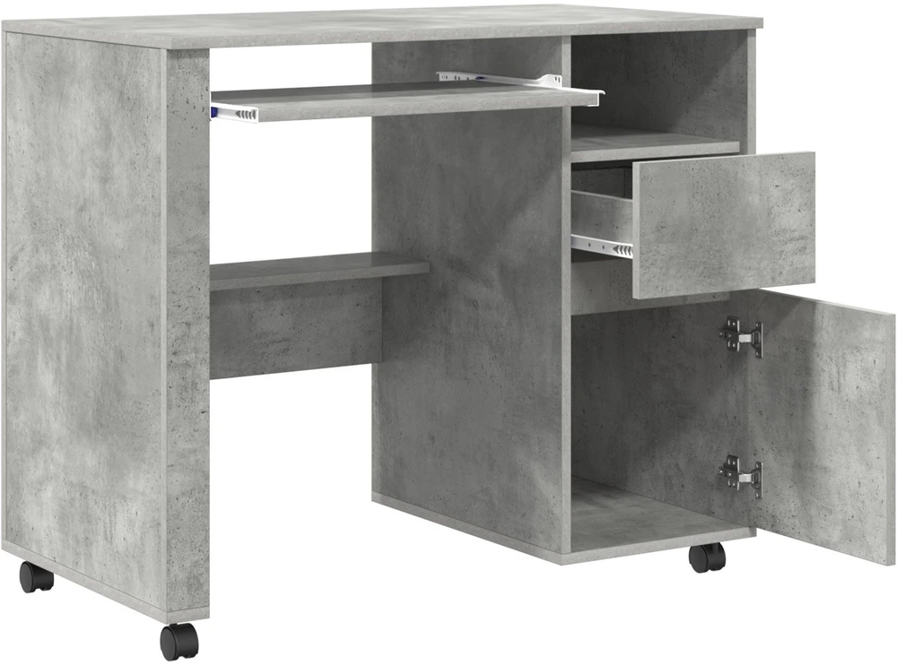 Stalas su ratais Betono pilka Apdirbta mediena 91 x 50 x 77 cm
