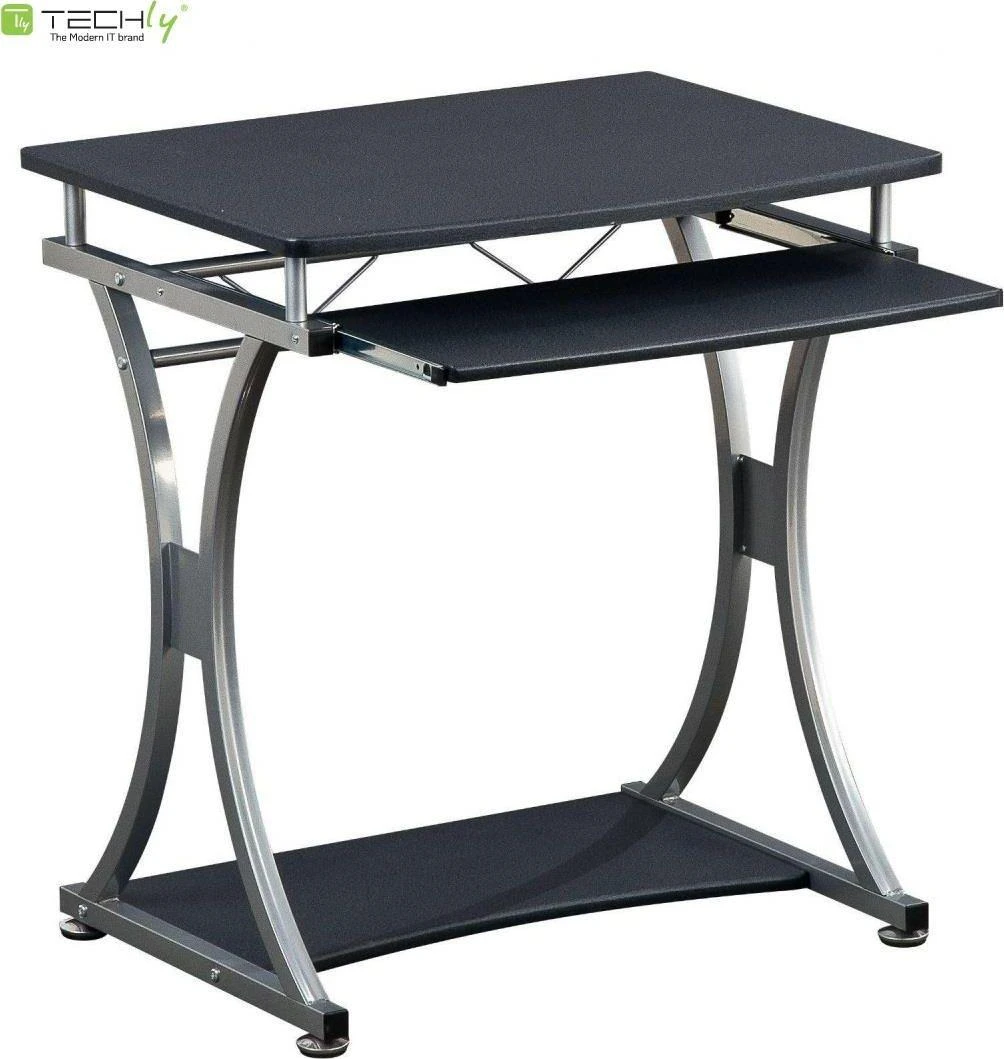 TECHLY 307308 Techly Compact kompiuterio stalas 700x550 su slankiojančiu klaviatūros dėklu juodas grafitas