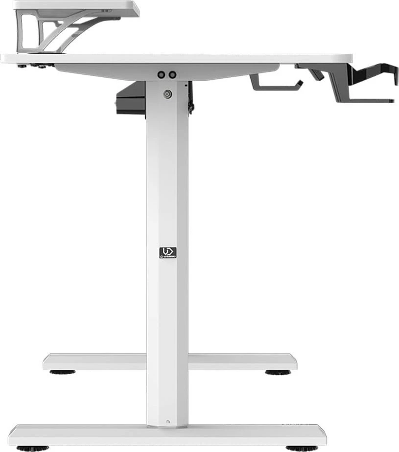 ULTRADESK HIGHLANDER Baltas Biurko su elektryczną regulacją aukščio su laikikliu ausinės i kable 120X60 cm, balta