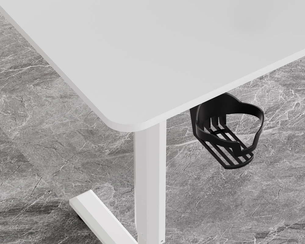 ULTRADESK HIGHLANDER Baltas Biurko su elektryczną regulacją aukščio su laikikliu ausinės i kable 120X60 cm, balta