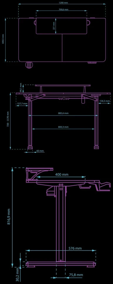 ULTRADESK HIGHLANDER Baltas Biurko su elektryczną regulacją aukščio su laikikliu ausinės i kable 120X60 cm, balta