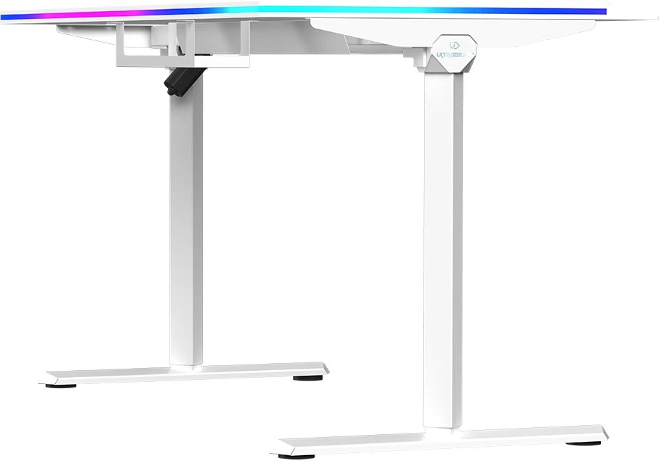 ULTRADESK Biurko dla gracza QUEST, 140x70cm, 72-120cm, balta-balta