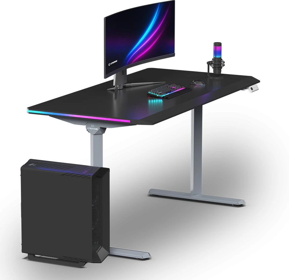 ULTRADESK QUEST žaidimų stalas, 140x70cm, 72-120cm, pilkai juodas