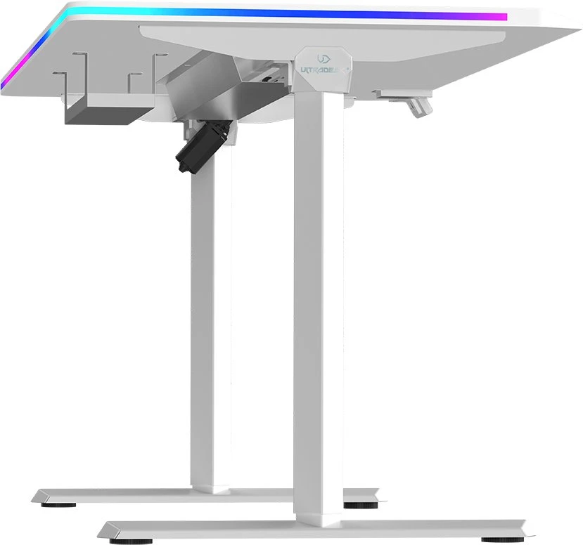 ULTRADESK Biurko dla gracza QUEST, 140x70cm, 72-120cm, balta-balta