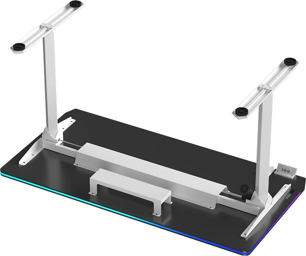 ULTRADESK Biurko dla gracza QUEST, 140x70cm, 72-120cm, baltai-juodas
