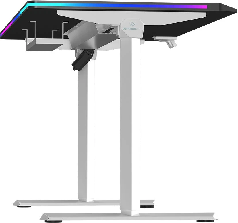 ULTRADESK Biurko dla gracza QUEST, 140x70cm, 72-120cm, baltai-juodas